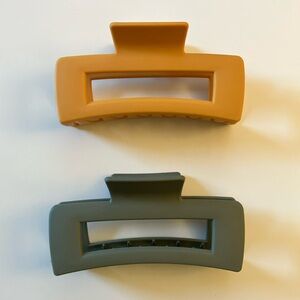 Set of Two Hair Claw Clips in Goldenrod and Forest Green